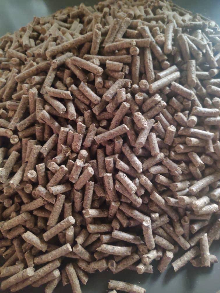 Close-up of nutritionally balanced Rabbitex rabbit feed pellets
