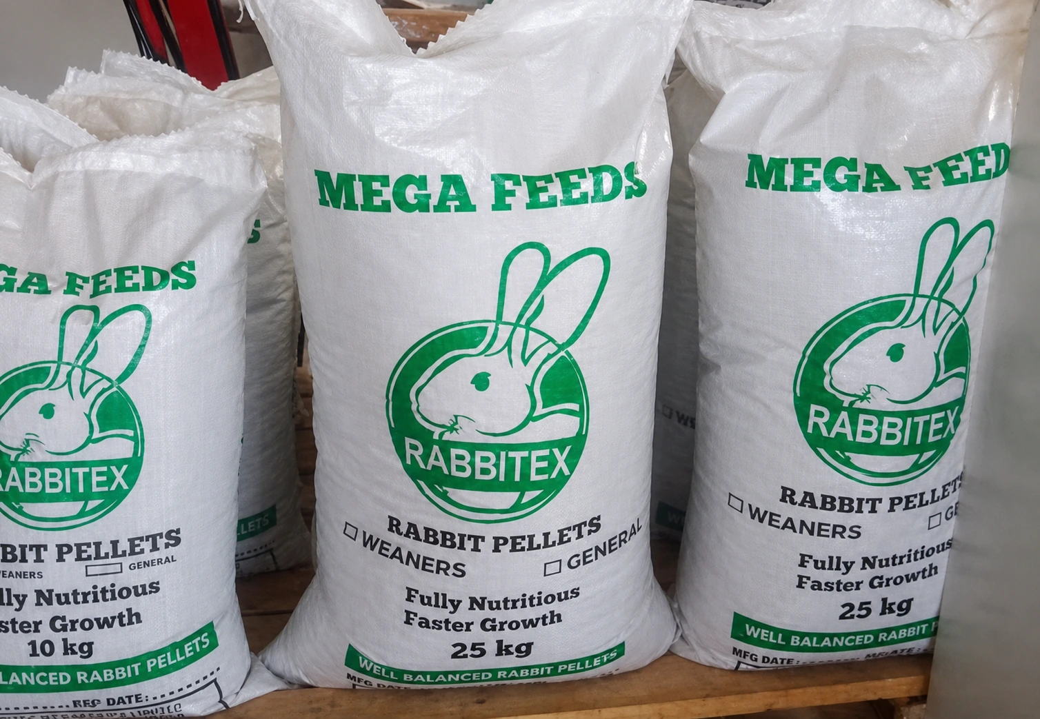 Rabbitex Mega Feeds rabbit pellet bags for weaners and general feeding